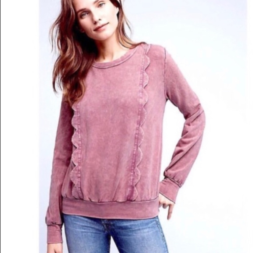 Anthropologie Eri and Ali scalloped shirt/sweater